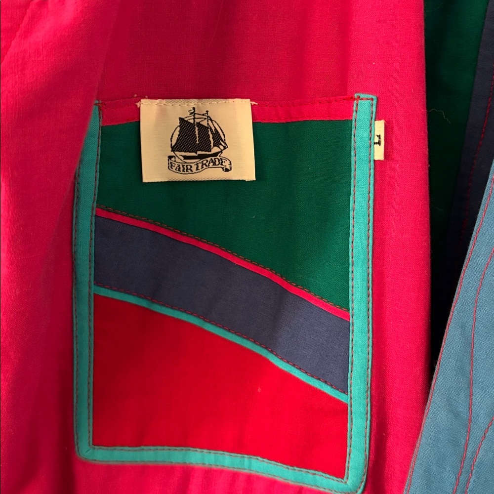 Colorblock Abstract Art Jacket Belted Statement Funky 90s Vintage Style Coat - Picture 5 of 8
